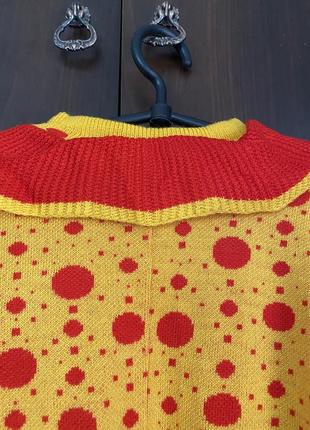 Новое шерстяное яркое тёплое платье модное в горох  с бантом поясом и воротником ш8 фото