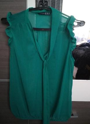 Зелёная блузка рубашка блуза недорого дёшево купить безрукавка с,м,42,44 размер3 фото