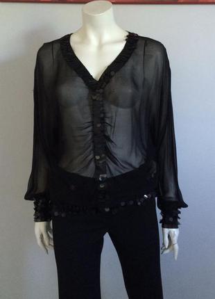 Шовкова ошатна чорна блуза р 46 extyn italia