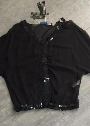 Шелковая нарядная черная блуза  р 46 extyn italia2 фото