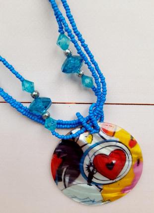 Комплект набор колье ожерелье с серьгами перламутр2 фото