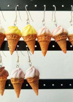 Серьги рожок мороженого ice cream для девушек детей корея1 фото