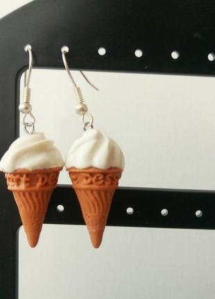 Серьги рожок мороженого ice cream для девушек детей корея2 фото