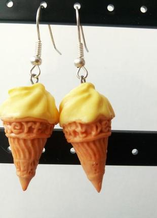 Серьги рожок мороженого ice cream для девушек детей корея3 фото