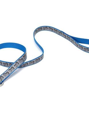 Светоотражающий поводок для собак coastal lazer brite reflective leash 1.6 х 120 см бирюзовый с косточками