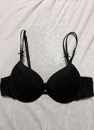 Бюстгальтер з подвійним пушапом h&m чорний з мереживом