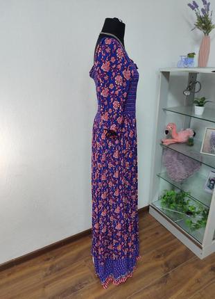 Стильное платье трапеция макси, вискоза в цветы,жатки4 фото
