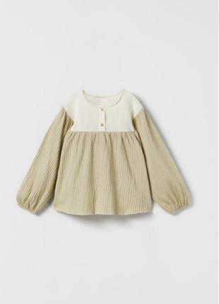 Блуза zara, муслиновая блузочка, кофта, кофточка, 2-3 года, 98 см