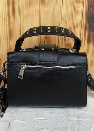Женская кожаная сумка бочонок через плечо чёрная polina & eiterou жіноча шкіряна8 фото