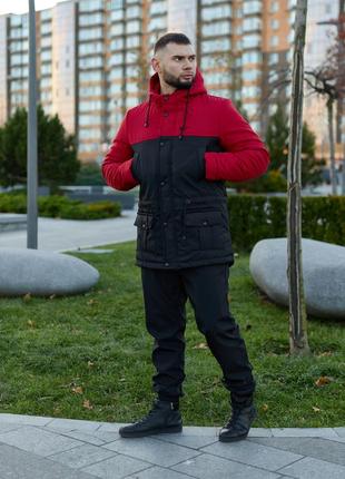 Мужская парка nike черная с красная зимняя куртка найк10 фото