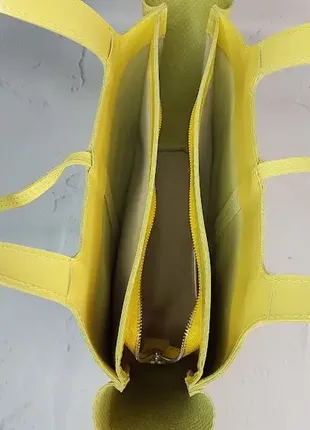 Сумка женская "марго" натуральная кожа, желтая с плетенкой3 фото