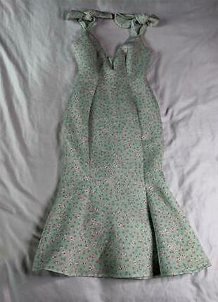 Роскошное мятное платье asos в стиле прованс в мелкий цветочек,7 фото