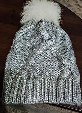 Шапка женская, машинная вязка, с втиркой