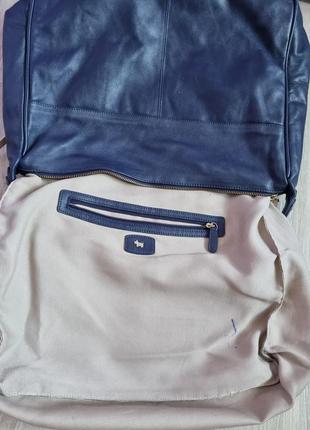 Брендова крута модна стильна містка дуже велика шкіряна темно синя сумка на плече в руку натуральна шкіра radley оригінал 100% шкіра з брелоком redley8 фото