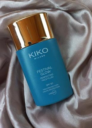 Совершенствующий флюид для лица kiko milano festival glow perfecting face fluid spf 50 солнцезащитный крем тональный крем тоналка тонак кико милано3 фото