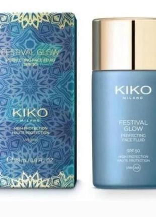 Удосконалювальний флюїд для обличчя kiko milano festival glow perfecting face fluid spf 50 сонцезахисний крем тональний крем тоналка тонаканок кіко міліано