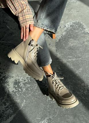 Кожаные женские ботинки ботинки из натуральной кожи на зиму7 фото