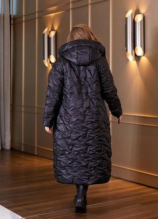 Длинное зимнее пальто с капюшоном, 50-64 размеров. 0145354 фото