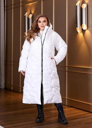 Довге зимове пальто з капюшоном, 50-64 розмірів. 0145353 фото