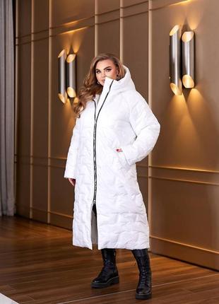 Довге зимове пальто з капюшоном, 50-64 розмірів. 0145352 фото