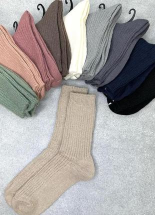 Женские высокие шерстяные зимние термо носки в рубчик 36-41р.