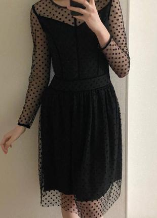 Сукня чорна в горошок3 фото
