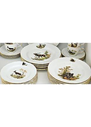 Сервіз обідній gloria fine porcelain bavaria handwork bayreuth made in germany полювання 30 предмети