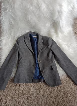Теплый шерстяной пиджак серого цвета7 фото