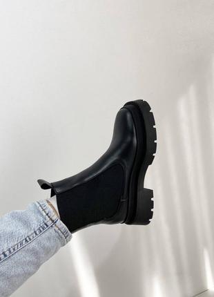 Ботинки челси натуральная кожа черные зима7 фото
