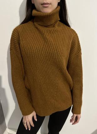 Светр oversize кофта коричнева кофта тепла вʼязана