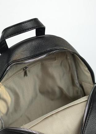 Черный маленький женский рюкзак на молнии, молодежный практичный мини рюкзак из искусственной кожи8 фото