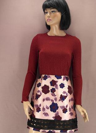 Брендовая жаккардовая юбка glamorous с цветочным принтом. размер s.