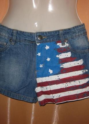 Короткі сексі шорти джинсові тягнуться принт американський прапор маленький розмір xs xxs км19164 фото