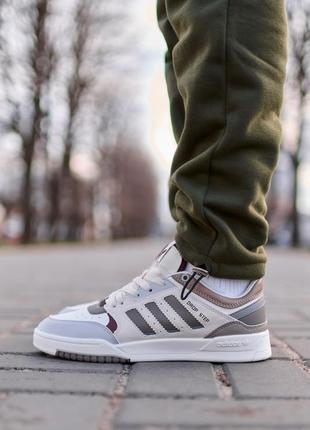 Стильные мужские кроссовки adidas drop step low beige grey brown серо-бежевые с коричневым5 фото