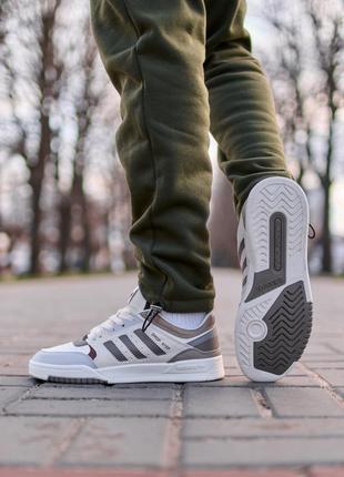 Стильные мужские кроссовки adidas drop step low beige grey brown серо-бежевые с коричневым6 фото