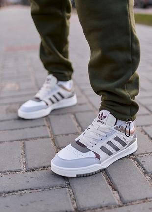 Стильные мужские кроссовки adidas drop step low beige grey brown серо-бежевые с коричневым4 фото