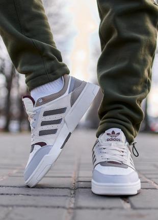 Стильные мужские кроссовки adidas drop step low beige grey brown серо-бежевые с коричневым8 фото