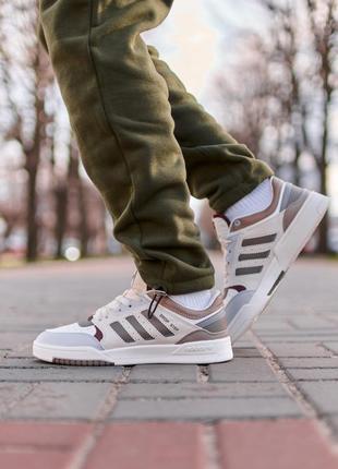 Стильные мужские кроссовки adidas drop step low beige grey brown серо-бежевые с коричневым3 фото