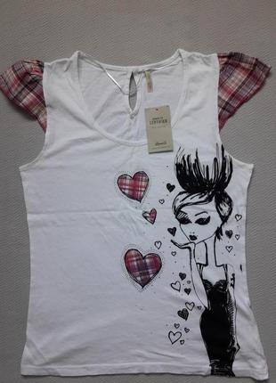 Бесподобная лёгкая хлопковая футболка принт девушка большого размера  denim co