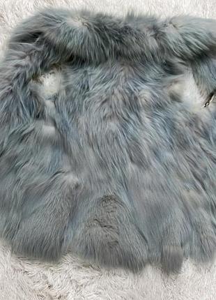 Шикарная жилетка песец голубая