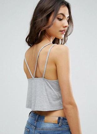 Серый вискозный кроп-топ на двойных бретелях asos