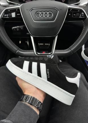 Кросівки кеди adidas campus 00 s dark black white молодёжные замшевые кроссовки адидас кампус чёрные с белым5 фото