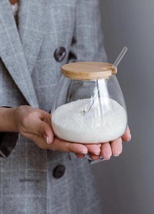 Скляна цукорниця стеклянная сахарница емкость для сахара ємність для цукру зі скла