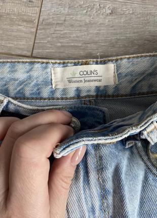 Широкие прямые джинсы с дырками zara colins3 фото