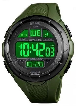 Часы наручные мужские skmei 1656gn army green, часы наручный электронный тактический цвет: зеленый