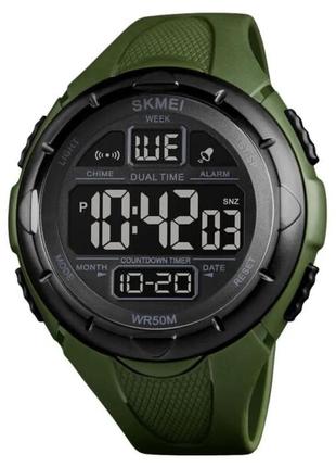 Часы наручные мужские skmei 1656gn army green, часы наручный электронный тактический цвет: зеленый3 фото