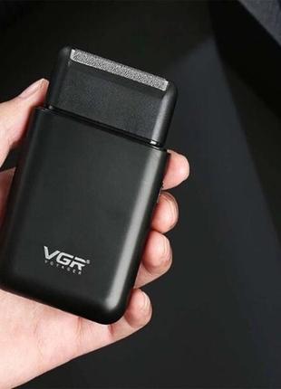 Акумуляторна чоловіча міні електробритва vgr v-390 для гоління бороди та вусів шейвер. колір: чорний