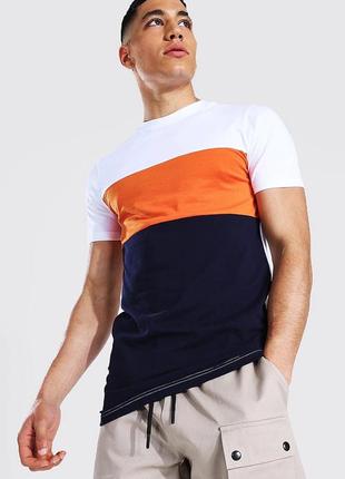 Muscle fit longline colour block t-shirt6 фото