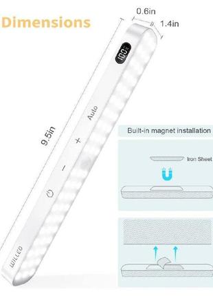 Willed 2 шт., датчик движения, светильник для шкафа, аккумуляторный дисплей6 фото