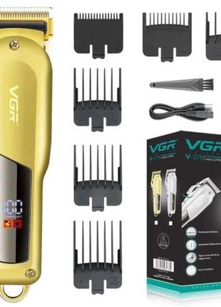 Машинка для стрижки vgr professional hair clipper v-278 gold, домашня машинка для стрижки волосся2 фото